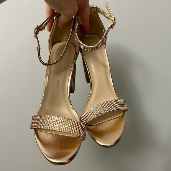 Pink Rhinestone Block Heels - Picture 3 of 5